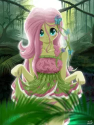 Size: 1000x1333 | Tagged: suggestive, artist:uotapo, derpibooru import, edit, editor:marno, fluttershy, equestria girls, legend of everfree, adorasexy, backlighting, beautiful, clothes, colored pupils, cute, dress, female, looking at you, panties, pink underwear, sexy, shyabetes, side knot underwear, skirt, skirt lift, solo, solo female, underwear, uotapo is trying to murder us