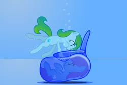 Size: 3035x2057 | Tagged: artist:bladedragoon7575, bondage, boop, cute, derpibooru import, encasement, happy, holding breath, inflatable, oc, oc:delphina depths, oc:sleepy zee, safe, scrunchy face, swimming pool, underwater, unofficial characters only