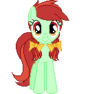 Size: 128x137 | Tagged: safe, artist:onil innarin, derpibooru import, candy apples, pony, apple family member, c:, female, looking at you, mare, pixel art, simple background, solo, transparent background