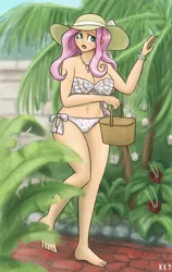 Size: 1000x1579 | Tagged: adorasexy, artist:king-kakapo, barefoot, basket, belly button, bikini, blushing, bracelet, breasts, busty fluttershy, cleavage, clothes, cute, cutie mark swimsuit, derpibooru import, feet, female, fluttershy, hat, human, humanized, jewelry, looking at you, multiple variants, nail polish, necklace, open mouth, picnic basket, sexy, solo, solo female, suggestive, swimsuit