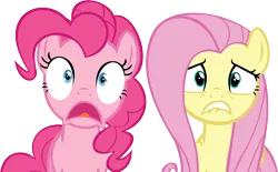 Size: 14224x8839 | Tagged: absurd resolution, anxiety, artist:cyanlightning, buckball season, derpibooru import, fluttershy, pinkie pie, safe, simple background, surprised, .svg available, transparent background, vector, worried