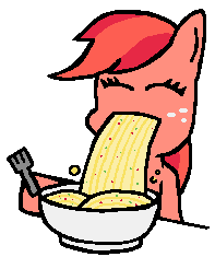 Size: 197x235 | Tagged: artist:threetwotwo32232, derpibooru import, eating, food, misleading thumbnail, noodles, pepperdance, safe, solo, sucking