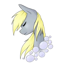 Size: 2000x2100 | Tagged: safe, artist:avialexis25, derpibooru import, derpy hooves, pegasus, pony, bubble, bust, eyes closed, female, mare, portrait, solo