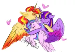 Size: 936x649 | Tagged: safe, artist:samphonia, derpibooru import, starlight glimmer, sunset shimmer, twilight sparkle, twilight sparkle (alicorn), alicorn, pony, alicorn triarchy, alicornified, blushing, cute, daydream shimmer, eyes closed, female, glimmerbetes, group hug, heart, hug, lesbian, magical trio, ot3, polyamory, race swap, rainbow power, shimmerbetes, shimmercorn, shimmerglimmer, shipping, signature, simple background, starlicorn, sunsetsparkle, twiabetes, twilight's counterparts, twishimmerglimmer, twistarlight, white background, wings, xk-class end-of-the-world scenario