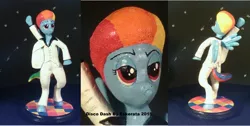 Size: 3500x1764 | Tagged: safe, derpibooru import, rainbow dash, pegasus, pony, bipedal, disco, disco dance, disco rd, female, john travolta, mare, rainbow dash always dresses in style, saturday night fever, sculpture, traditional art