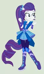 Size: 2104x3576 | Tagged: safe, artist:yulianapie26, derpibooru import, rarity, equestria girls, legend of everfree, alternate hairstyle, boots, clothes, crystal guardian, dress, fist, high heel boots, jewelry, pants, ponied up, ponytail, simple background, smiling, solo, vector
