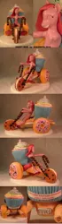 Size: 1208x4312 | Tagged: artist:eskerata, craft, cupcake, derpibooru import, food, irl, photo, pinkamena diane pie, pinkie pie, racer, safe, sculpture, traditional art