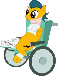 Size: 1024x1340 | Tagged: amputee, artist:nursey, bandage, cast, derpibooru import, hospital, neck brace, oc, oc:piper, safe, solo, unofficial characters only, wheelchair