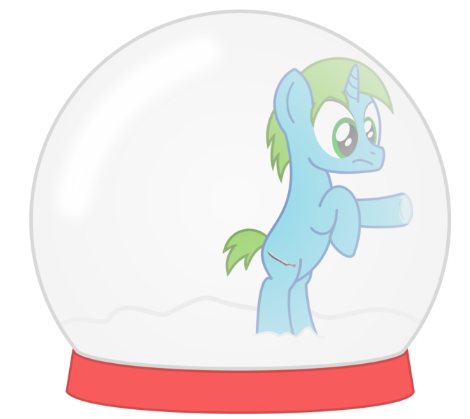 Size: 2000x1780 | Tagged: safe, artist:sny-por, derpibooru import, oc, oc:balance blade, unofficial characters only, pony, unicorn, encasement, snow globe, solo, trapped