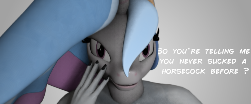 Size: 1920x800 | Tagged: 3d, anthro, artist:lunati, comic:a first time, derpibooru import, dialogue, futa, futa princess celestia, intersex, looking at you, princess celestia, questionable, solo, solo futa, source filmmaker