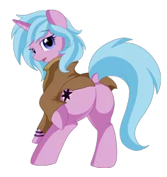 Size: 2398x2542 | Tagged: safe, artist:pridark, derpibooru import, oc, oc:safiya, unofficial characters only, pony, unicorn, clothes, commission, female, looking at you, plot, rear view, simple background, solo, transparent background