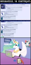 Size: 800x1675 | Tagged: artist:equestria-election, artist:scramjet747, checklist, clipboard, comic, computer, crown, crying, cutie mark, derpibooru import, dialogue, equestrian innovations, filly, hope poster, horseshoes, imageboard, jewelry, laptop computer, macbook, obey, ponychan, poster, princess celestia, princess luna, problem, profit, propaganda, quill, regalia, safe, shepard fairey, solo, spread wings, trollestia, tyrant celestia, woona, younger