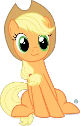 Size: 2000x3153 | Tagged: safe, artist:arifproject, derpibooru import, applejack, pony, :3, catface, cute, jackabetes, simple background, sitting, sitting catface meme, solo, transparent background, vector