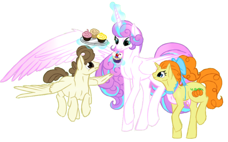 Size: 1000x622 | Tagged: artist:dedonnerwolke, derpibooru import, older, pound cake, princess flurry heart, pumpkin cake, safe, simple background, transparent background