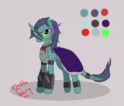 Size: 1414x1210 | Tagged: safe, artist:deltafairy, derpibooru import, oc, unofficial characters only, hybrid, original species, adoptable, commission, custom, interspecies offspring, offspring, parent:king sombra, parent:princess ember, reference sheet, solo