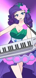 Size: 890x1920 | Tagged: safe, artist:jonfawkes, derpibooru import, rarity, human, equestria girls, legend of everfree, 45 minute art challenge, clothes, crystal gala, crystal gala dress, dress, humanized, keytar, looking at you, musical instrument, open mouth, solo