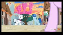 Size: 1920x1080 | Tagged: safe, derpibooru import, screencap, double diamond, party favor, pony, to where and back again, equal town, tiny pop