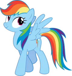 Size: 1026x1080 | Tagged: safe, artist:iknowpony, derpibooru import, rainbow dash, pegasus, pony, newbie dash, .svg available, alternate hairstyle, ashleigh ball, cutie mark, female, forthright filly, hooves, mare, simple background, smiling, solo, spread wings, transparent background, vector, voice actor joke, wings