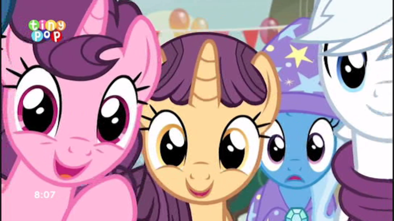 Size: 1024x576 | Tagged: safe, derpibooru import, screencap, double diamond, sugar belle, trixie, pony, to where and back again, cute, double dawwmond, sugarbetes