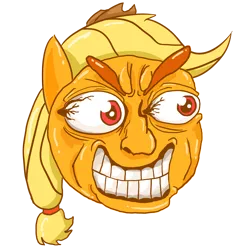 Size: 3000x3000 | Tagged: applejack, artist:mrtankhill, derpibooru import, food, nightmare fuel, orange, orangejack, safe, smiling, solo