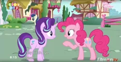 Size: 1900x975 | Tagged: bon bon, changeling, derpibooru import, meme, pinkie pie, safe, screencap, starlight glimmer, sweetie drops, to where and back again, vulgar, youtube caption