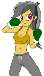 Size: 580x1000 | Tagged: safe, artist:toyminator900, derpibooru import, daring do, equestria girls, belly button, boxing gloves, clothes, equestria girls-ified, midriff, pants, solo, sports bra, sweatpants