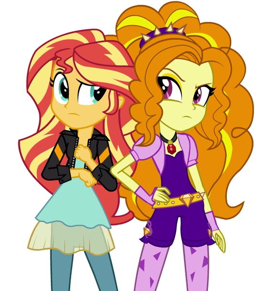 Size: 600x646 | Tagged: safe, artist:wubcakeva, derpibooru import, adagio dazzle, sunset shimmer, equestria girls, rainbow rocks, clothes, duo