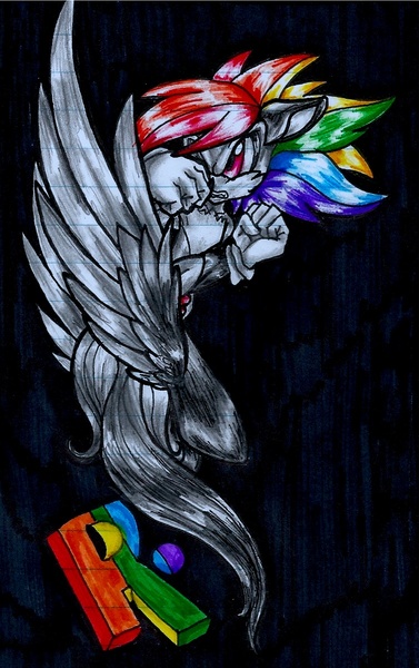 Size: 755x1203 | Tagged: artist:dgshadowchocolate, crossover, derpibooru import, fusion, lined paper, markers, pencil drawing, rainbow dash, rainic, safe, sharpie, sonic the hedgehog, sonic the hedgehog (series), traditional art