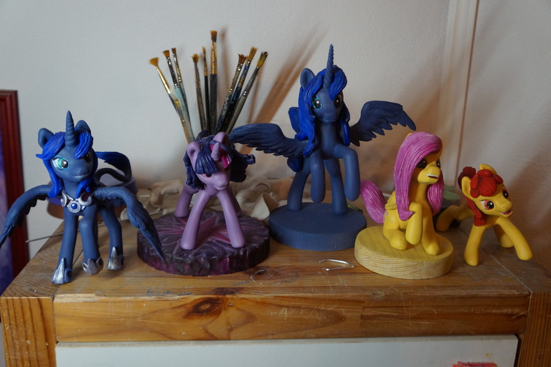 Size: 5456x3632 | Tagged: apple bloom, artist:dalagar, derpibooru import, fluttershy, princess luna, safe, sculpture, traditional art, twilight sparkle