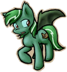 Size: 639x693 | Tagged: safe, artist:zutcha, derpibooru import, oc, oc:lonely day, unofficial characters only, bat pony, pony, ponies after people, bat pony oc, bat wings, cutie mark, fangs, female, hooves, mare, open mouth, race swap, simple background, solo, spread wings, transparent background, wings