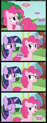 Size: 1232x3216 | Tagged: dead source, safe, artist:veggie55, derpibooru import, pinkie pie, twilight sparkle, comic, the sound of silence