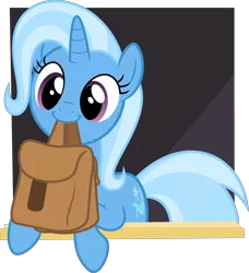 Size: 5000x5493 | Tagged: safe, artist:anonshy, derpibooru import, trixie, pony, unicorn, to where and back again, .svg available, absurd resolution, bag, cute, diatrixes, happy, mouth hold, simple background, solo, to saddlebags and back again, transparent background, vector