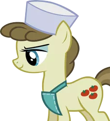 Size: 3031x3331 | Tagged: safe, artist:ironm17, derpibooru import, roma, earth pony, pony, putting your hoof down, apron, clothes, evil grin, simple background, solo, transparent background, vector