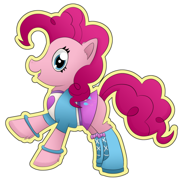 Size: 1024x1018 | Tagged: artist:brittanysdesigns, boots, clothes, derpibooru import, equestria girls outfit, pinkie pie, safe, skirt, solo, sticker