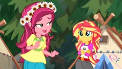 Size: 1920x1080 | Tagged: safe, derpibooru import, screencap, gloriosa daisy, sunset shimmer, equestria girls, legend of everfree, not what it looks like, out of context