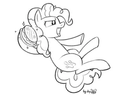 Size: 1600x1200 | Tagged: safe, artist:dsp2003, derpibooru import, part of a set, pinkie pie, earth pony, pony, fanfic:why am i pinkie pie, black and white, cake, female, food, grayscale, monochrome, open mouth, solo, sparkles