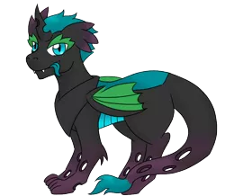 Size: 900x783 | Tagged: safe, artist:jolliapplegirl, derpibooru import, oc, oc:illusive spark, unofficial characters only, changeling, dragon, hybrid, changeling oc, magical gay spawn, next generation, offspring, parent:spike, parent:thorax, parents:thoraxspike, solo, tongue out