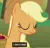 Size: 722x692 | Tagged: safe, derpibooru import, screencap, applejack, earth pony, pony, apathy, applejack cries on the inside, cropped, emotionless, eyes closed, feels, female, hilarious in hindsight, image, lies, low quality, mare, meme, png, solo, subtitles, youtube caption