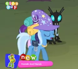 Size: 786x694 | Tagged: safe, derpibooru import, screencap, thorax, trixie, changeling, pony, unicorn, to where and back again, cropped, duo, female, franklin the turtle, mare, tiny pop