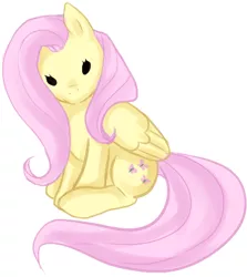 Size: 397x445 | Tagged: artist:nemu majo, derpibooru import, fluttershy, safe, sitting, solo, source needed