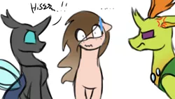 Size: 1280x720 | Tagged: angry, artist:miocrapychaos, changedling, changeling, derpibooru import, hissing, king thorax, oc, safe, thorax, to where and back again