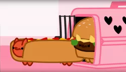 Size: 1612x931 | Tagged: artist:mixermike622, burger, derpibooru import, food, hamburger, hot dog, meat, my little foody, safe, sausage