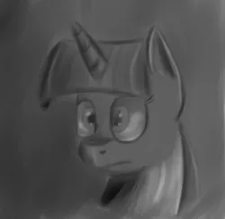 Size: 935x909 | Tagged: artist:itsthinking, derpibooru import, frown, monochrome, safe, solo, twilight sparkle