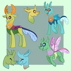 Size: 640x640 | Tagged: artist:maskarie, changedling, changeling, changeling king, clypeus, cornicle, cute, cuteling, derpibooru import, king thorax, male, nuzzling, safe, smiling, thorabetes, thorax, to where and back again