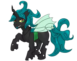 Size: 1004x800 | Tagged: safe, artist:jolliapplegirl, derpibooru import, oc, oc:toxic love, unofficial characters only, changeling, changeling oc, magical lesbian spawn, next generation, offspring, parent:mane-iac, parent:queen chrysalis, parents:mane-salis, solo, tongue out