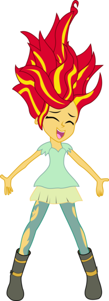 Size: 1505x4147 | Tagged: safe, artist:sorata-daidouji, derpibooru import, sunset shimmer, equestria girls, my past is not today, rainbow rocks, absurd resolution, boots, clothes, eyes closed, open mouth, pants, simple background, solo, transparent background, vector