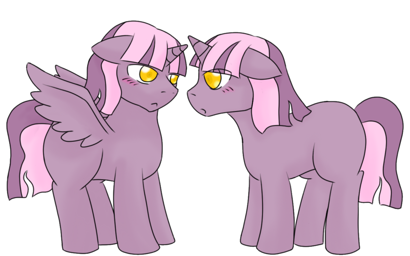 Size: 1280x800 | Tagged: safe, artist:jolliapplegirl, derpibooru import, oc, oc:sirius veil, oc:toxic love, unofficial characters only, alicorn, changeling, pony, unicorn, blushing, female, interspecies offspring, lesbian, magical lesbian spawn, next generation, offspring, parent:mane-iac, parent:princess celestia, parent:queen chrysalis, parent:twilight sparkle, parents:mane-salis, parents:twilestia, shipping