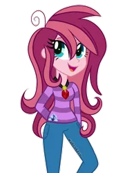 Size: 1024x1418 | Tagged: safe, artist:wubcakeva, derpibooru import, oc, oc:contralto, unofficial characters only, equestria girls, clothes, disguised siren, pants, shirt, solo