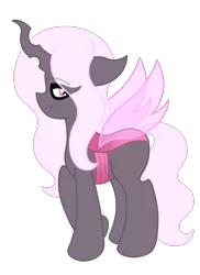 Size: 1906x2624 | Tagged: artist:thecrystalring, blank flank, changeling, changeling oc, derpibooru import, genderqueer, hybrid, next generation, oc, oc:princette imago, offspring, parent:princess cadance, parent:queen chrysalis, parents:chrysarmordance, parent:shining armor, pink changeling, safe, simple background, solo, transparent background, unofficial characters only