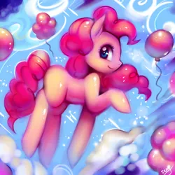 Size: 1000x1000 | Tagged: artist:sukesha-ray, balloon, cute, derpibooru import, diapinkes, pinkie pie, safe, solo